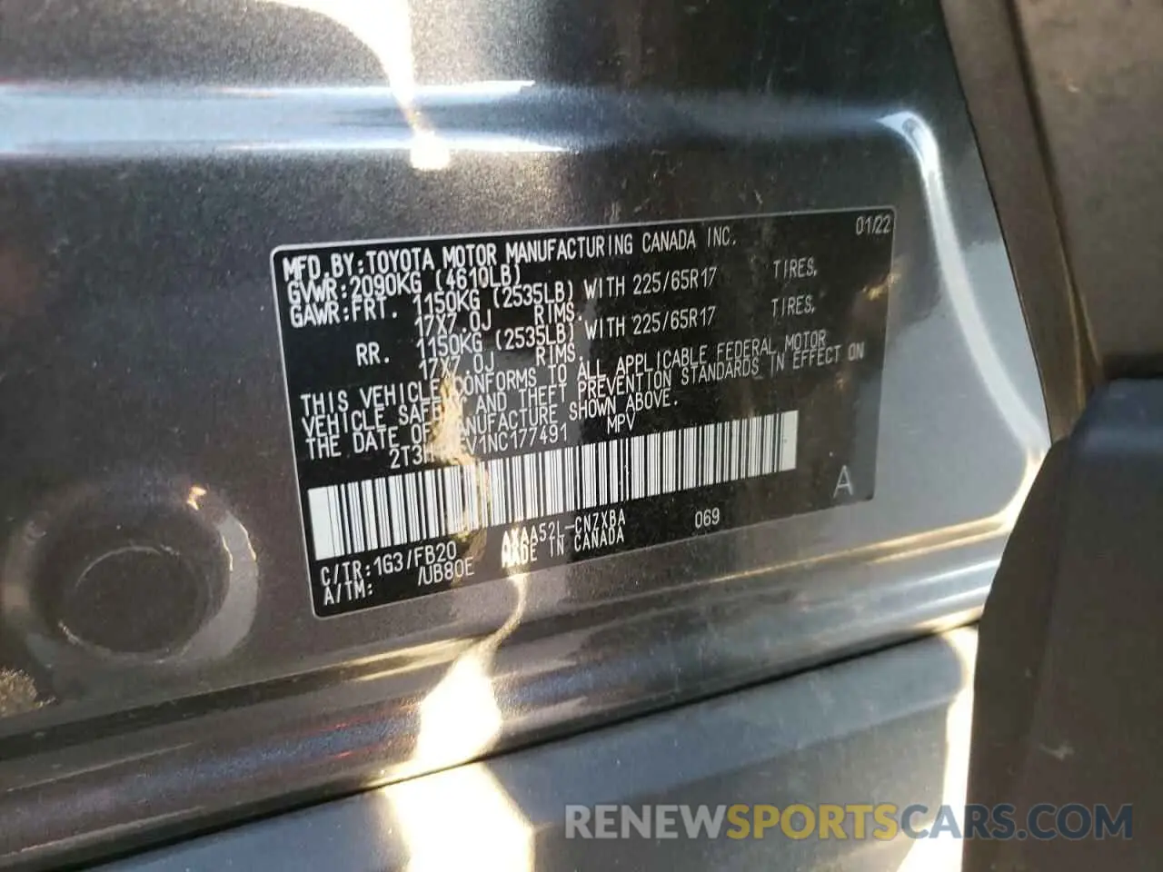 13 Фотография поврежденного автомобиля 2T3H1RFV1NC177491 TOYOTA RAV4 2022