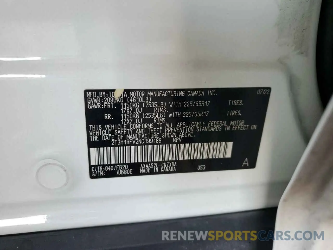 13 Фотография поврежденного автомобиля 2T3H1RFV2NC199189 TOYOTA RAV4 2022