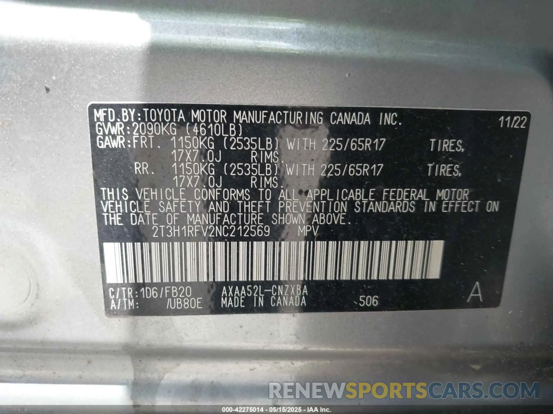 9 Фотография поврежденного автомобиля 2T3H1RFV2NC212569 TOYOTA RAV4 2022