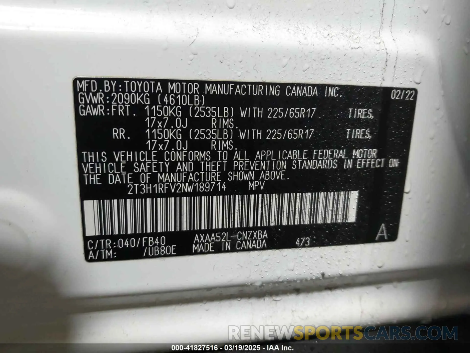 9 Фотография поврежденного автомобиля 2T3H1RFV2NW189714 TOYOTA RAV4 2022