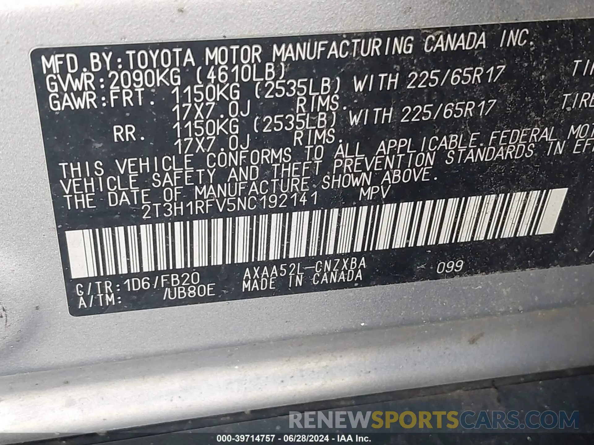 9 Фотография поврежденного автомобиля 2T3H1RFV5NC192141 TOYOTA RAV4 2022