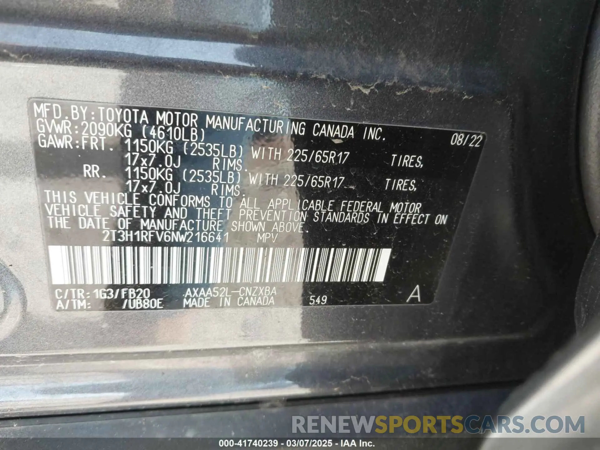 9 Фотография поврежденного автомобиля 2T3H1RFV6NW216641 TOYOTA RAV4 2022