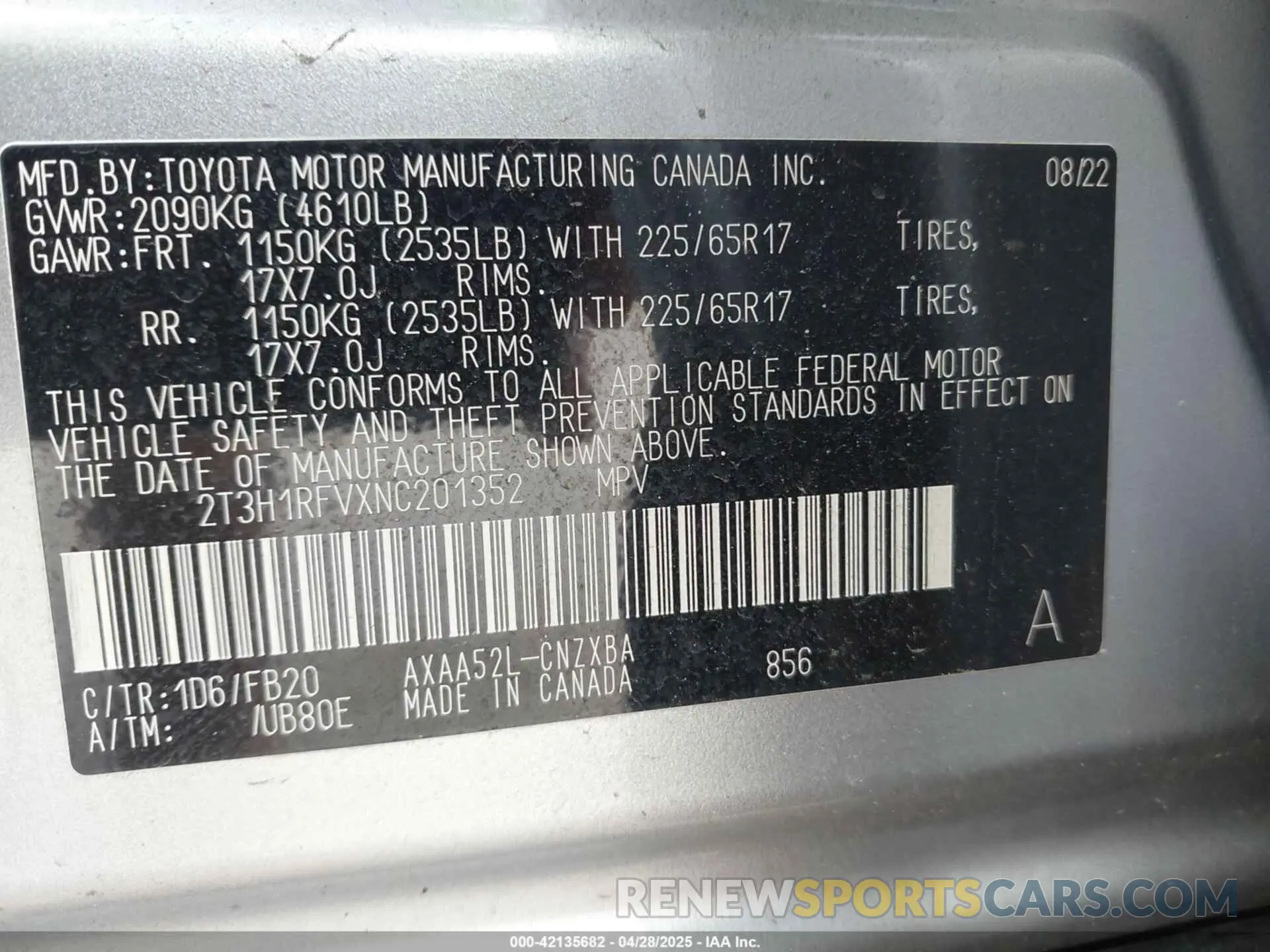 9 Photograph of a damaged car 2T3H1RFVXNC201352 TOYOTA RAV4 2022