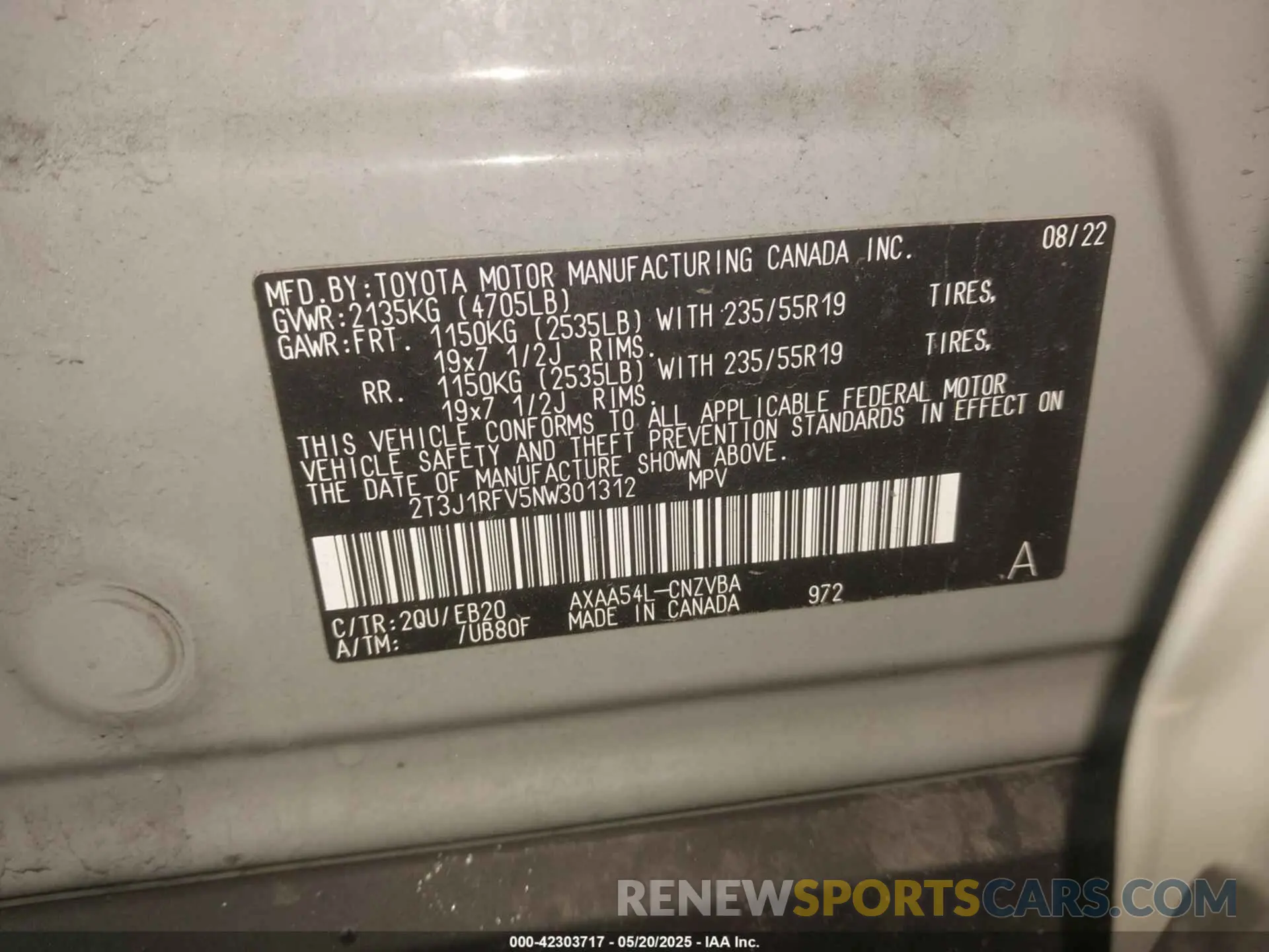 9 Фотография поврежденного автомобиля 2T3J1RFV5NW301312 TOYOTA RAV4 2022