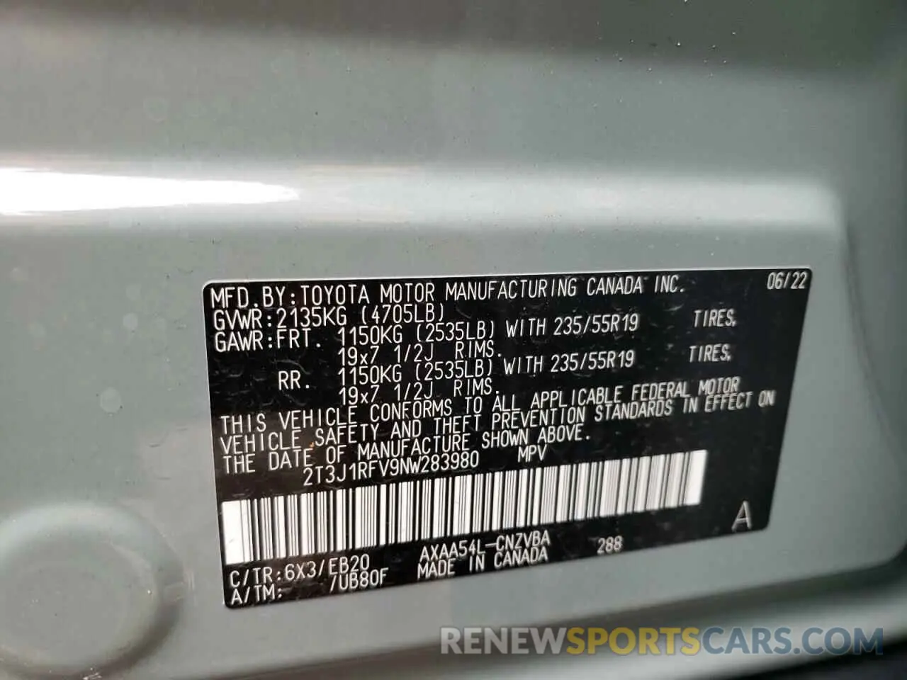 10 Фотография поврежденного автомобиля 2T3J1RFV9NW283980 TOYOTA RAV4 2022