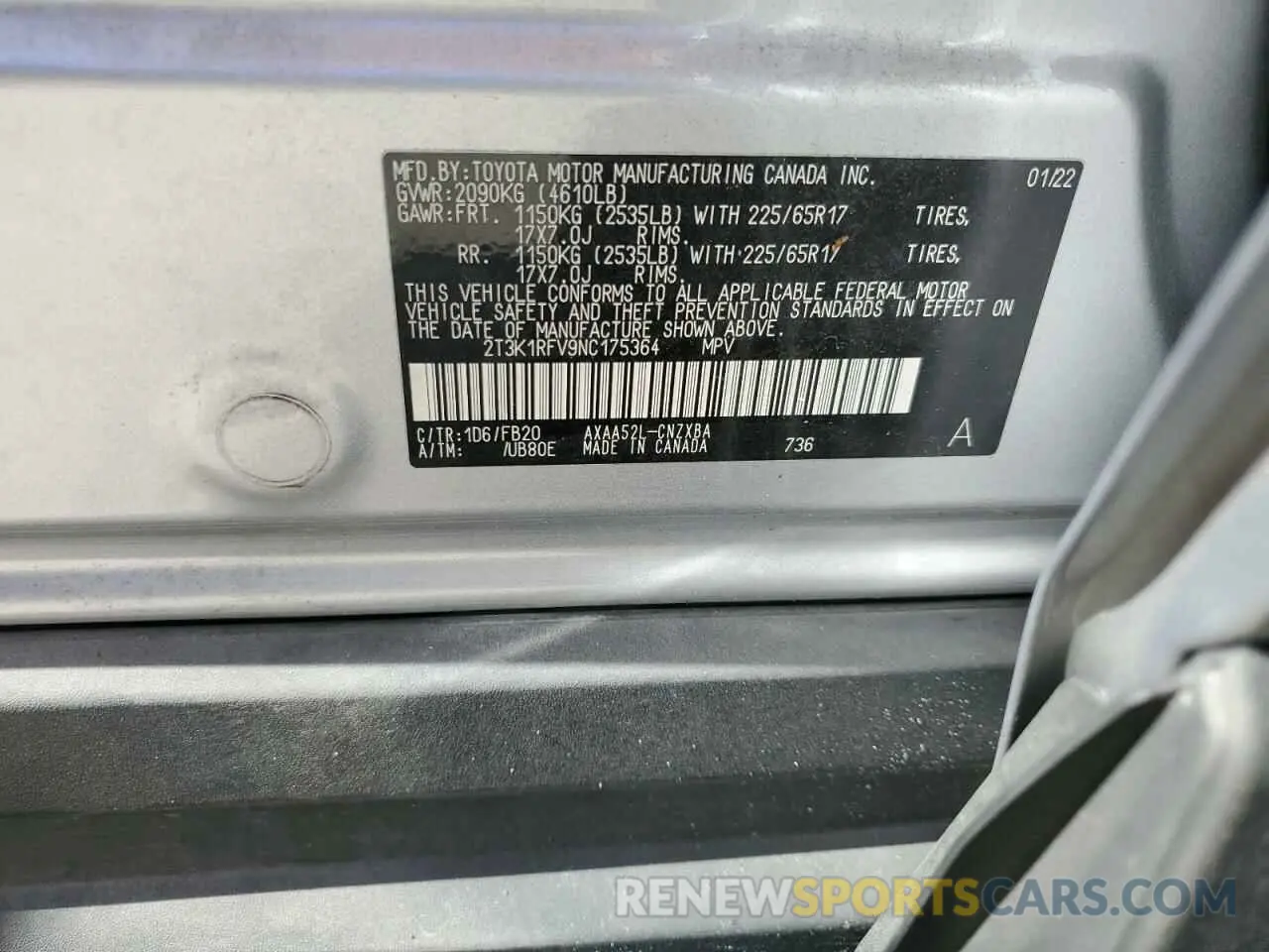 12 Фотография поврежденного автомобиля 2T3K1RFV9NC175364 TOYOTA RAV4 2022