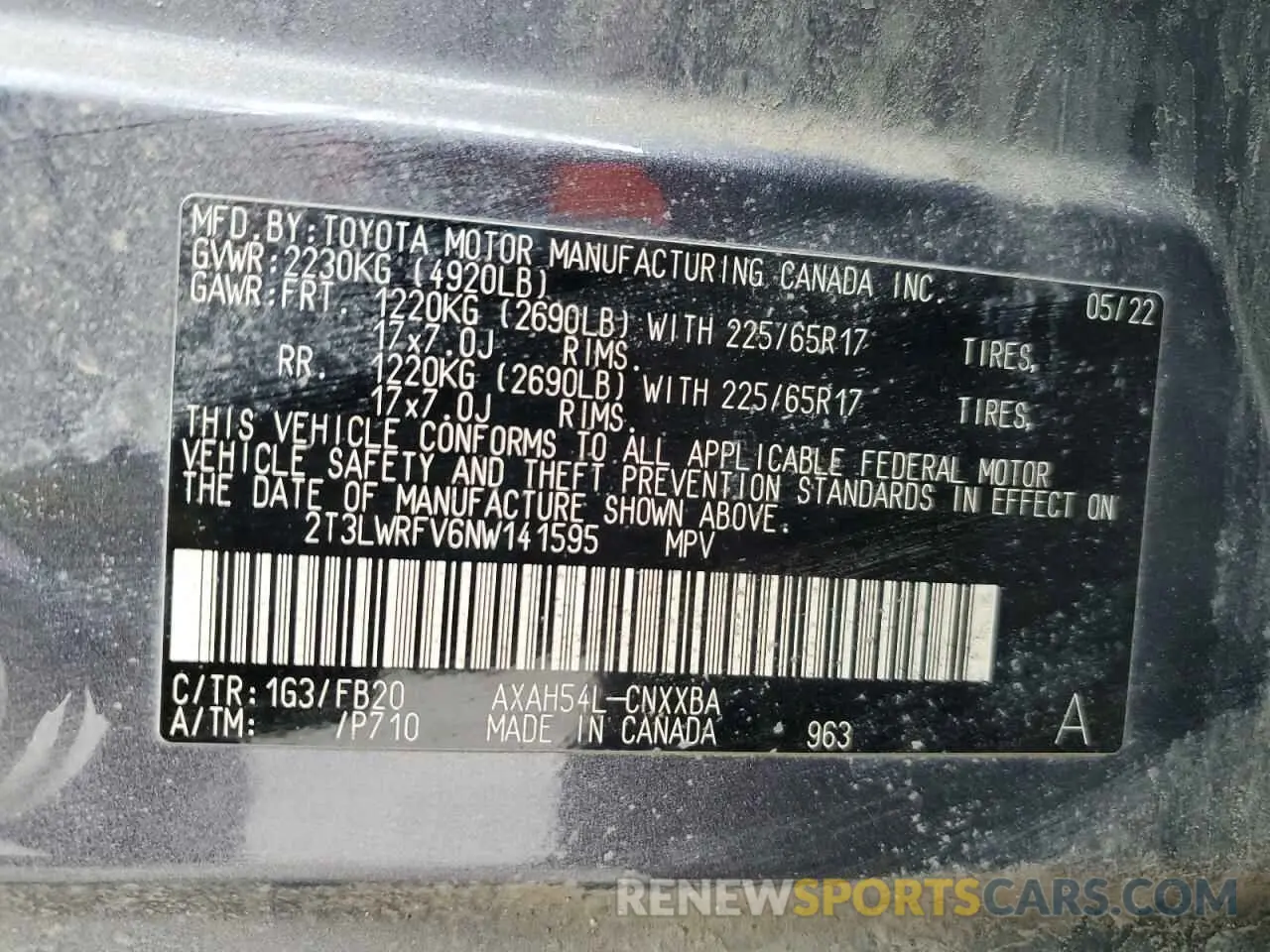 13 Photograph of a damaged car 2T3LWRFV6NW141595 TOYOTA RAV4 2022