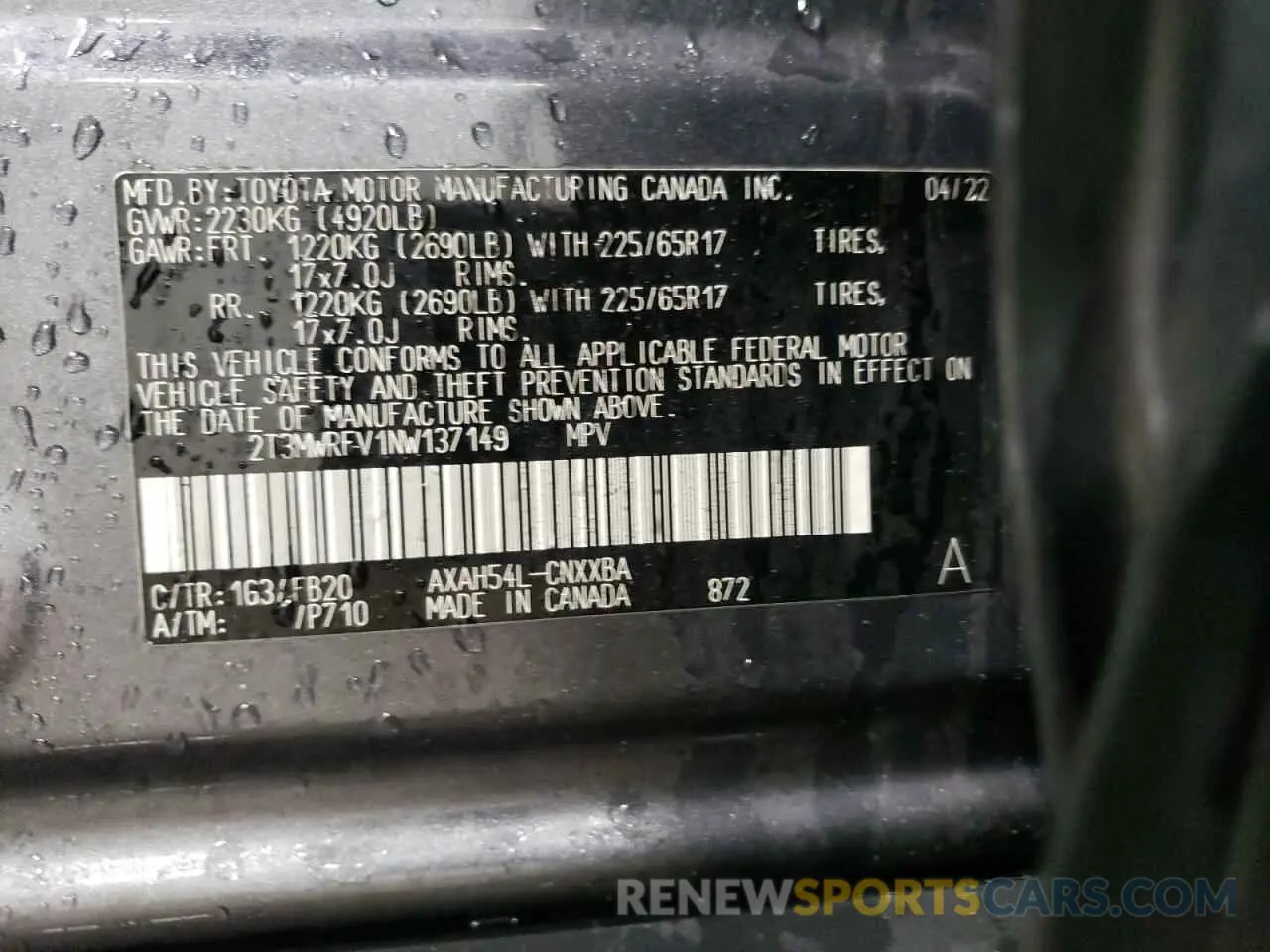 12 Фотография поврежденного автомобиля 2T3MWRFV1NW137149 TOYOTA RAV4 2022