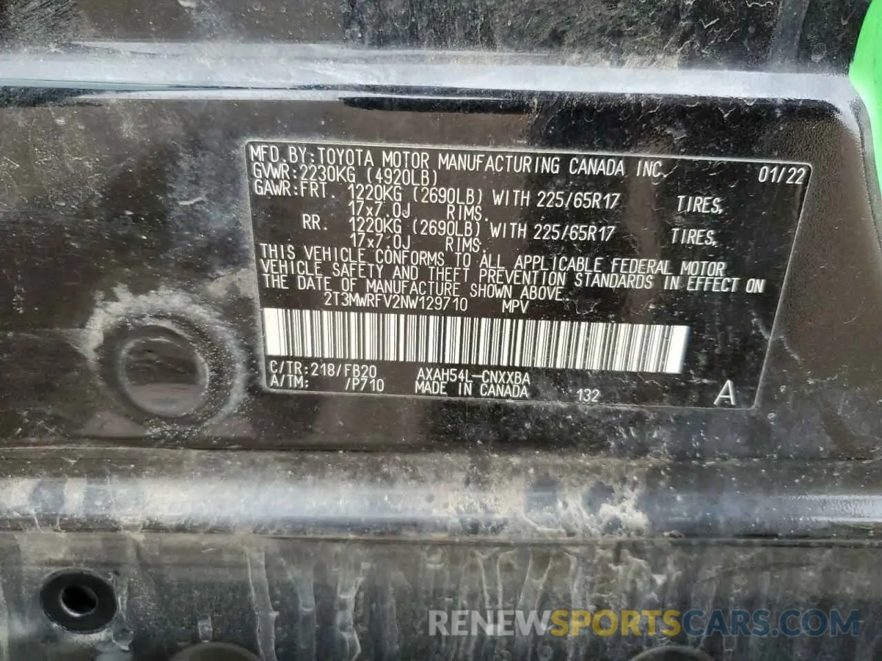 13 Photograph of a damaged car 2T3MWRFV2NW129710 TOYOTA RAV4 2022