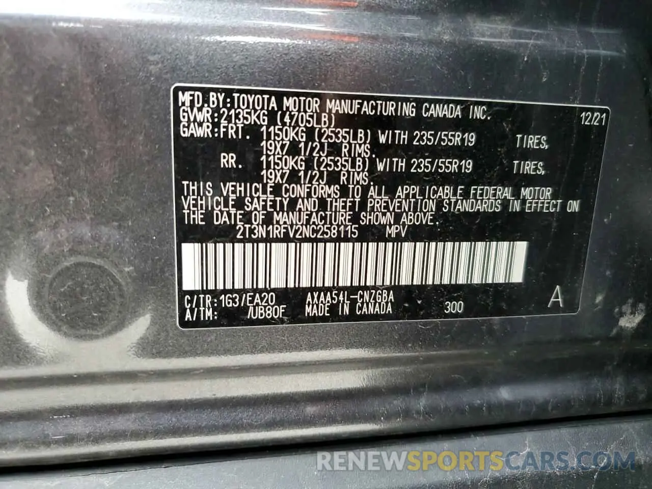 13 Photograph of a damaged car 2T3N1RFV2NC258115 TOYOTA RAV4 2022