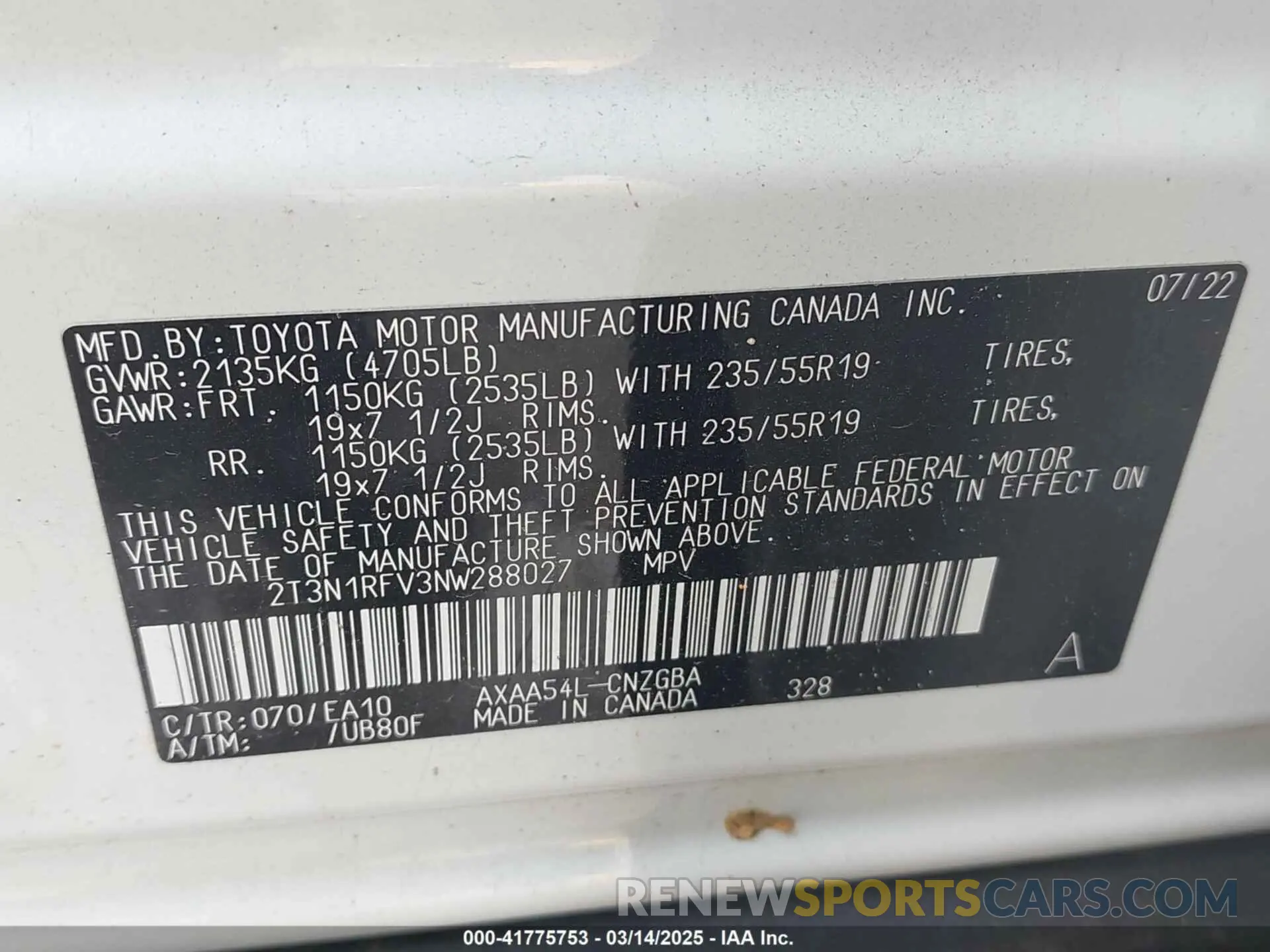9 Photograph of a damaged car 2T3N1RFV3NW288027 TOYOTA RAV4 2022