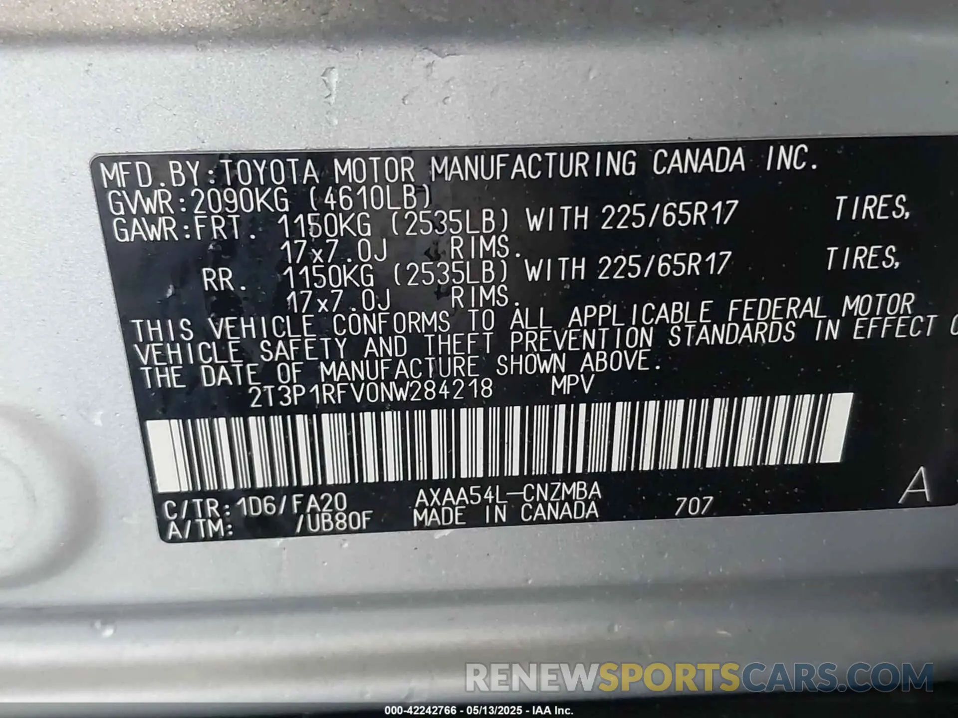 9 Фотография поврежденного автомобиля 2T3P1RFV0NW284218 TOYOTA RAV4 2022