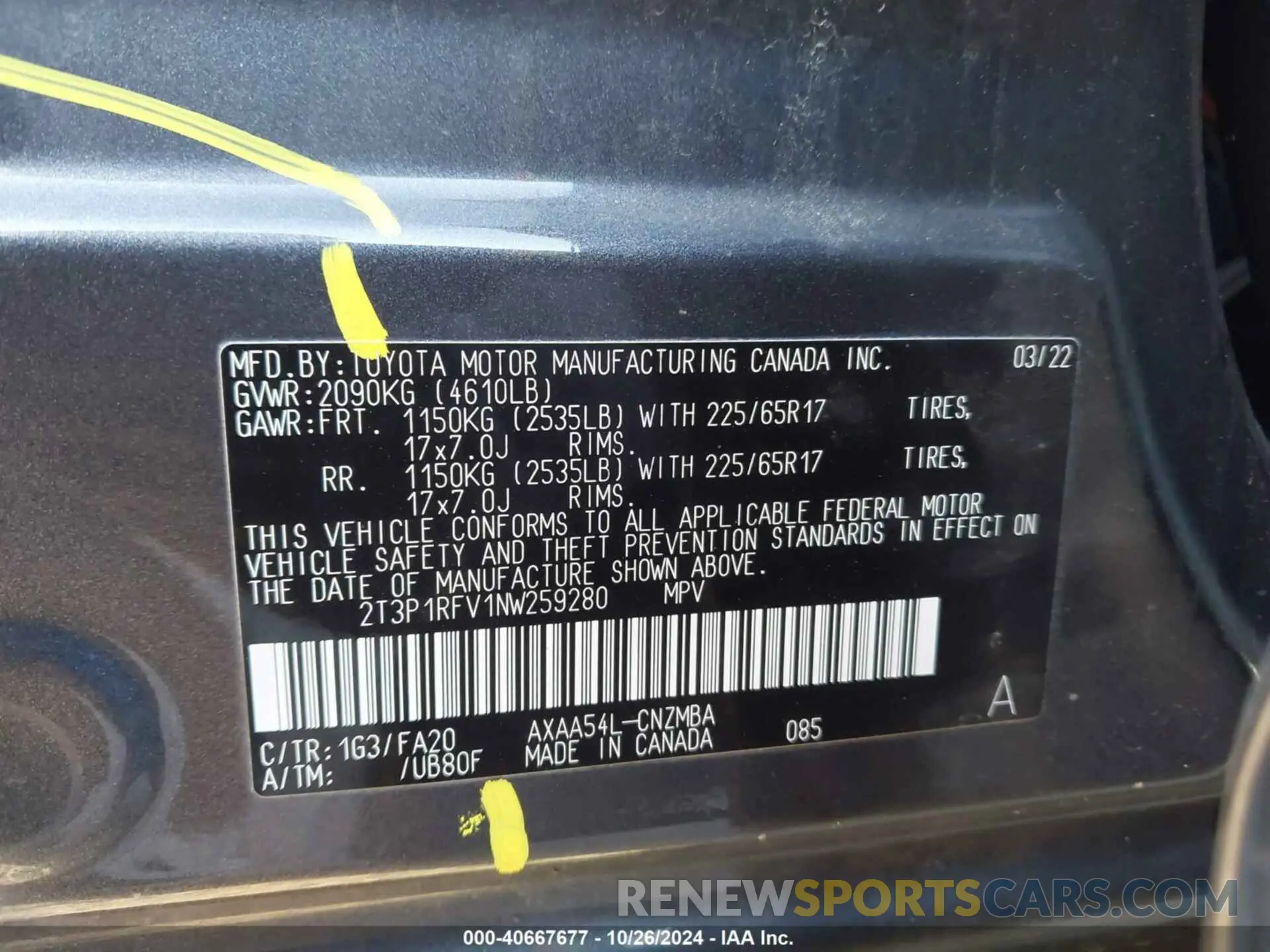 9 Фотография поврежденного автомобиля 2T3P1RFV1NW259280 TOYOTA RAV4 2022