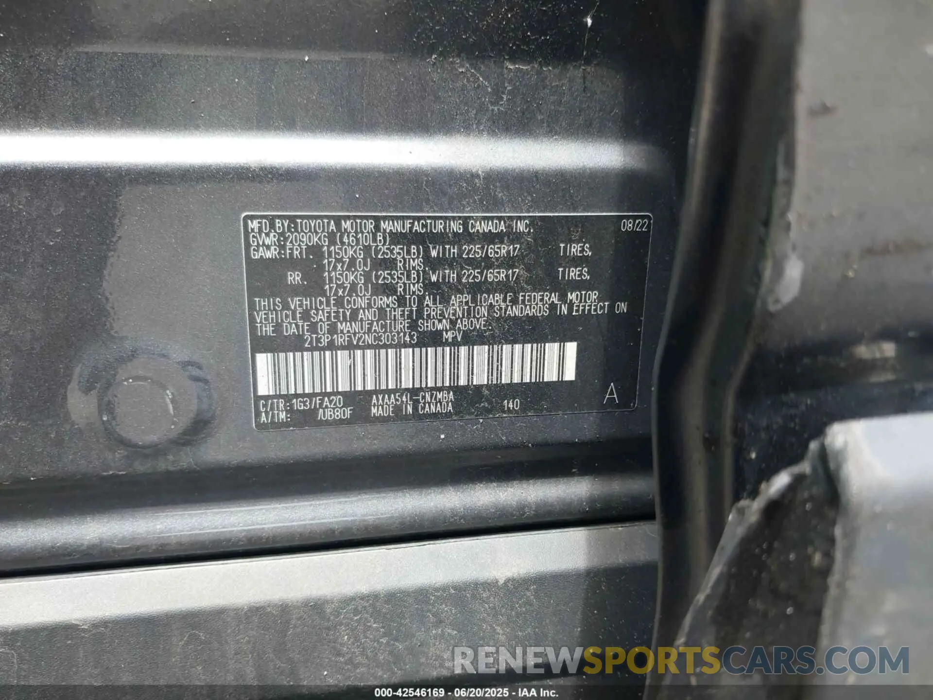 9 Photograph of a damaged car 2T3P1RFV2NC303143 TOYOTA RAV4 2022