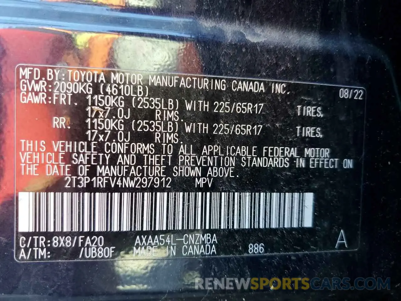 14 Фотография поврежденного автомобиля 2T3P1RFV4NW297912 TOYOTA RAV4 2022