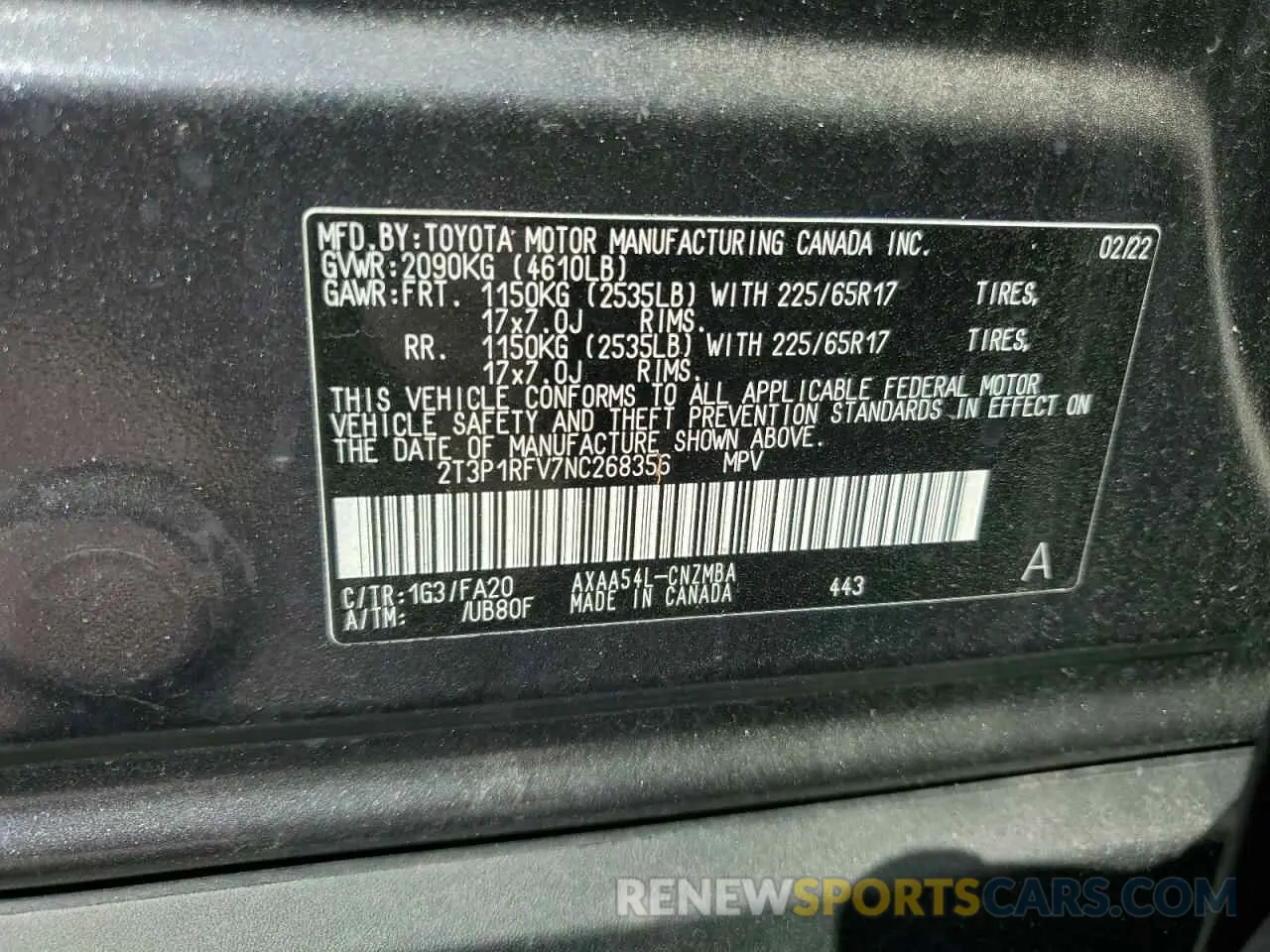 13 Фотография поврежденного автомобиля 2T3P1RFV7NC268356 TOYOTA RAV4 2022
