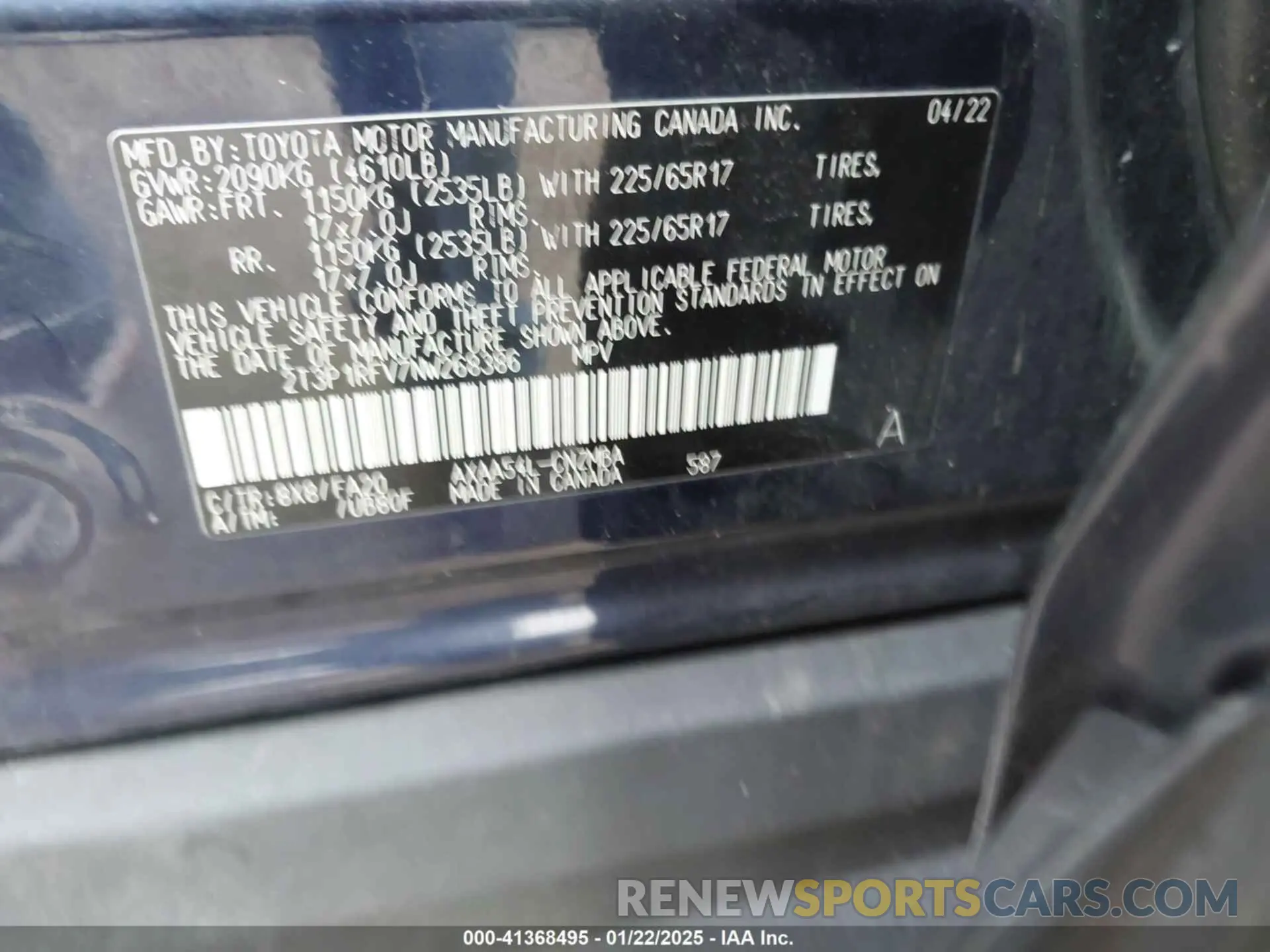 9 Фотография поврежденного автомобиля 2T3P1RFV7NW268386 TOYOTA RAV4 2022