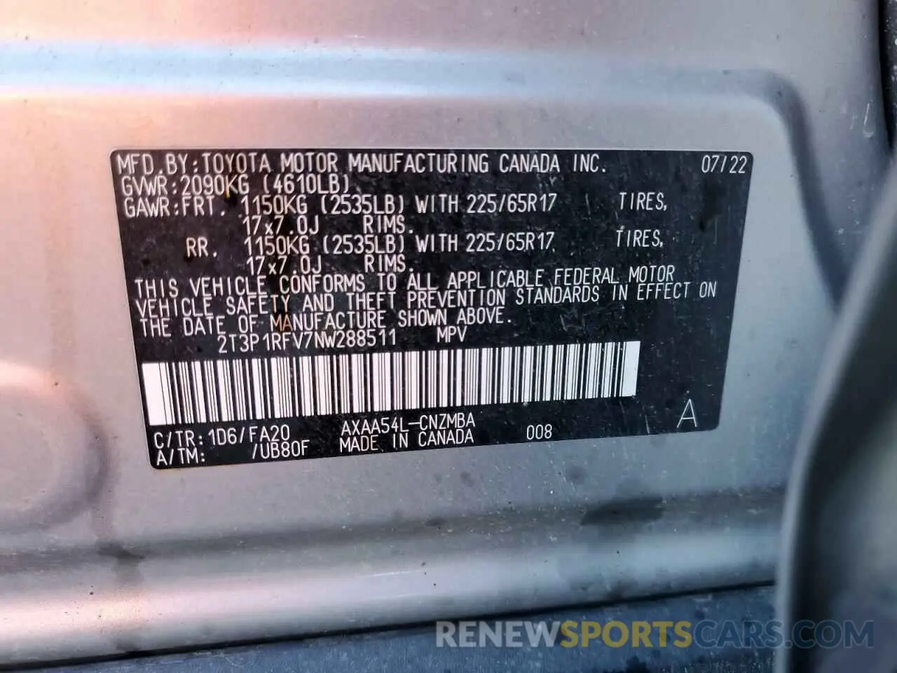 14 Фотография поврежденного автомобиля 2T3P1RFV7NW288511 TOYOTA RAV4 2022