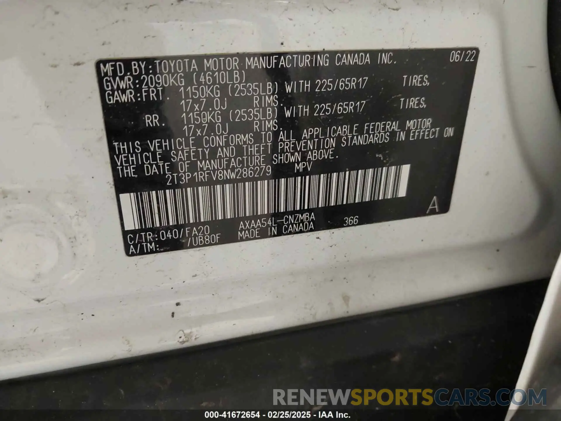 9 Фотография поврежденного автомобиля 2T3P1RFV8NW286279 TOYOTA RAV4 2022