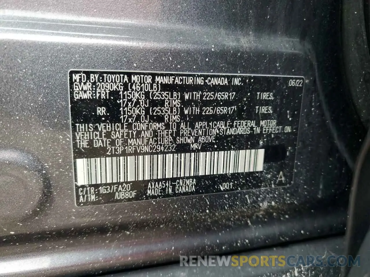 13 Фотография поврежденного автомобиля 2T3P1RFV9NC294232 TOYOTA RAV4 2022