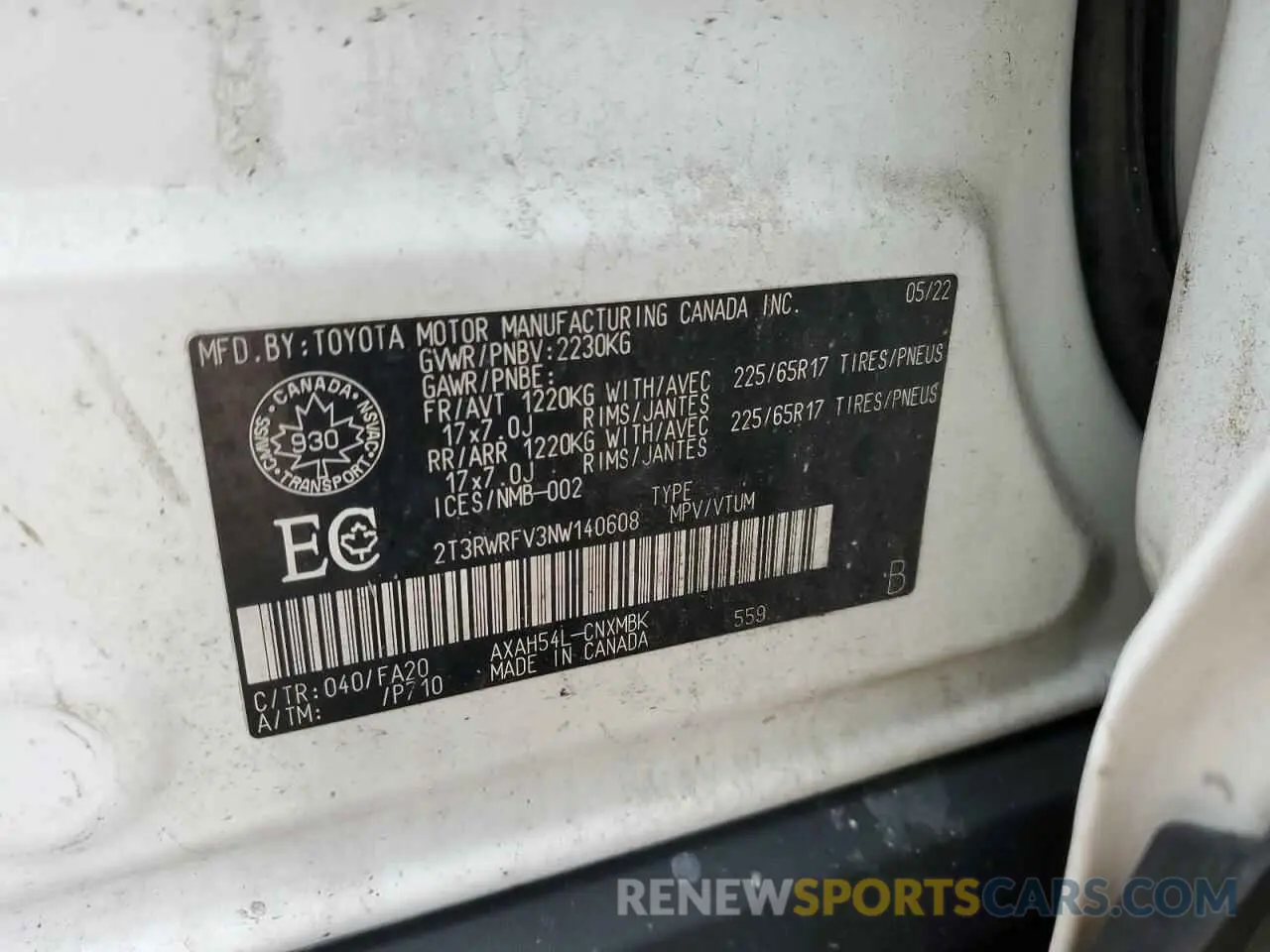 13 Фотография поврежденного автомобиля 2T3RWRFV3NW140608 TOYOTA RAV4 2022
