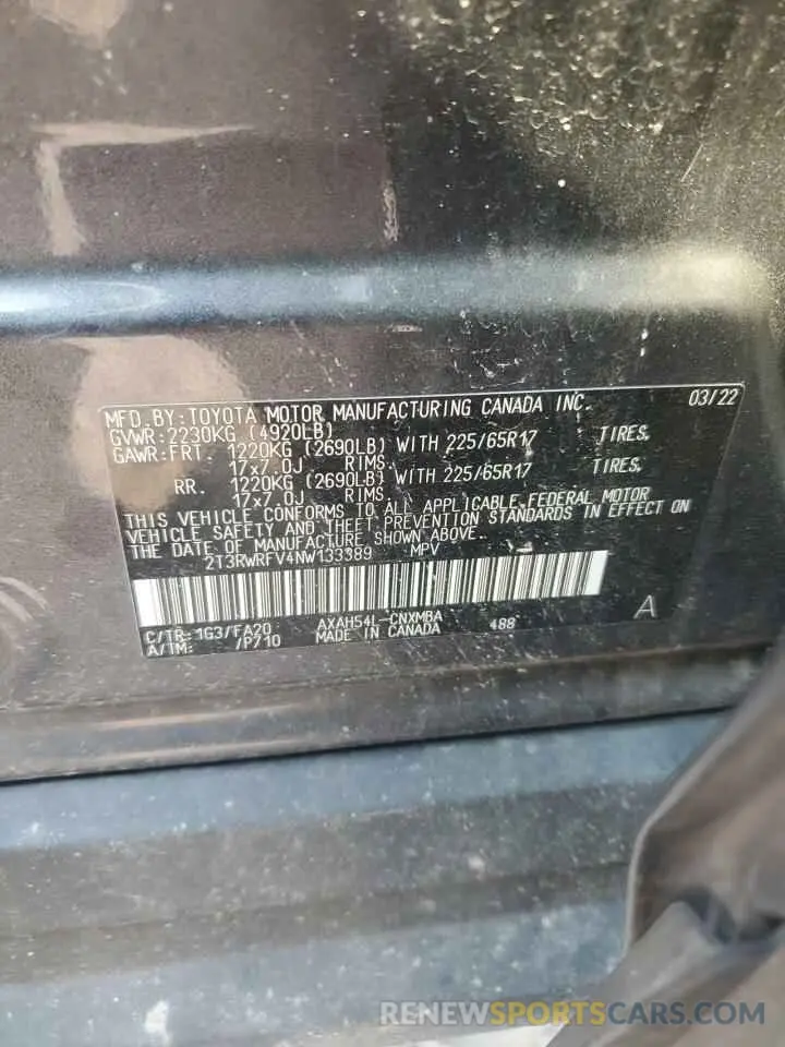 13 Photograph of a damaged car 2T3RWRFV4NW133389 TOYOTA RAV4 2022