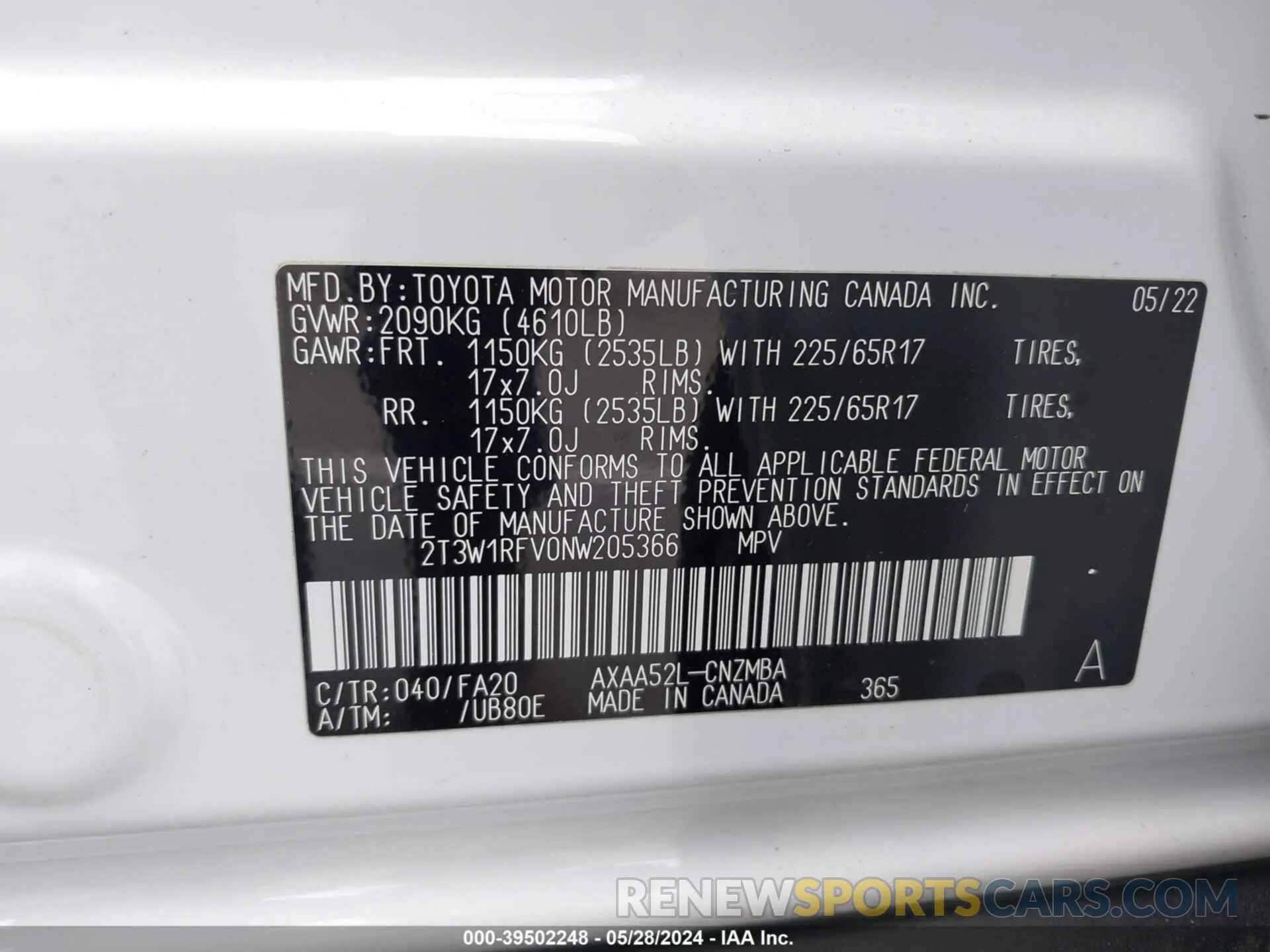 9 Photograph of a damaged car 2T3W1RFV0NW205366 TOYOTA RAV4 2022