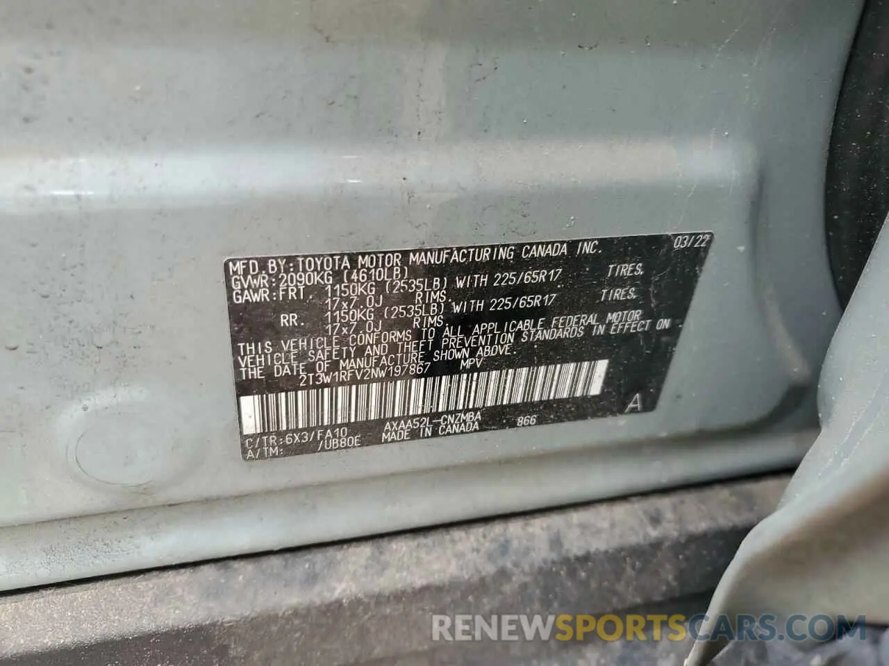 12 Фотография поврежденного автомобиля 2T3W1RFV2NW197867 TOYOTA RAV4 2022