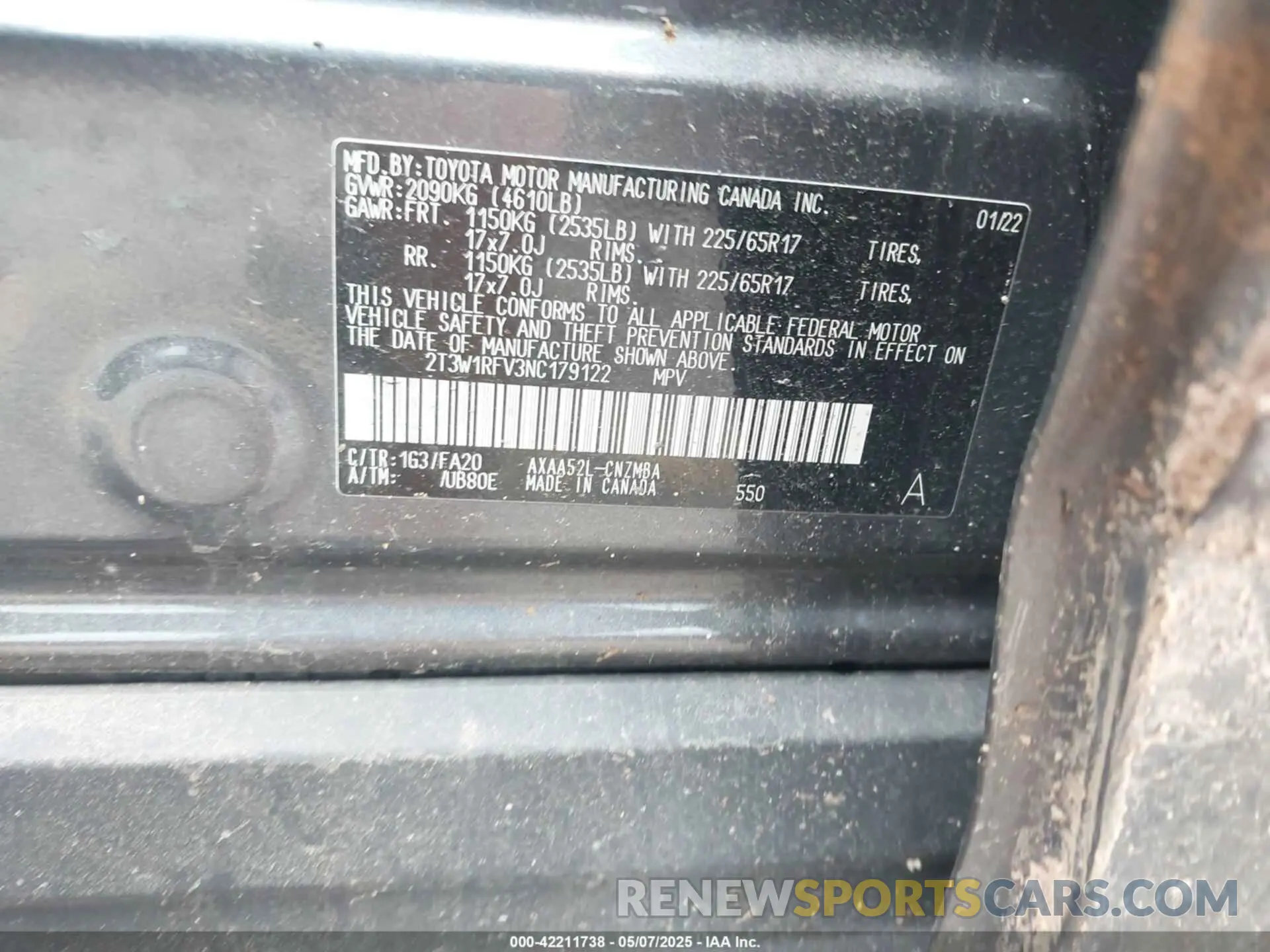 9 Фотография поврежденного автомобиля 2T3W1RFV3NC179122 TOYOTA RAV4 2022