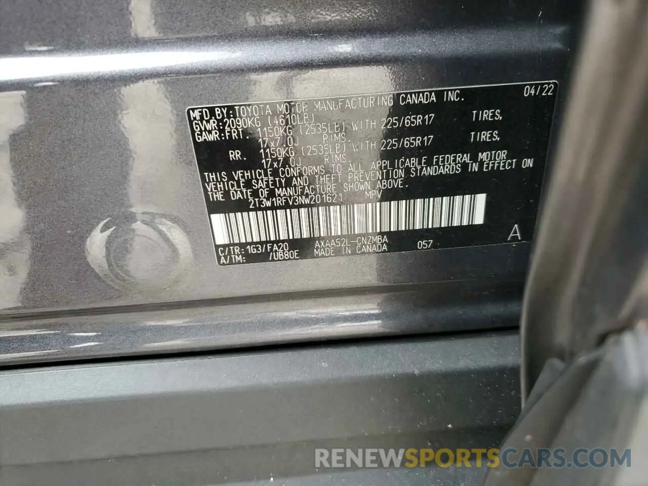 13 Фотография поврежденного автомобиля 2T3W1RFV3NW201621 TOYOTA RAV4 2022
