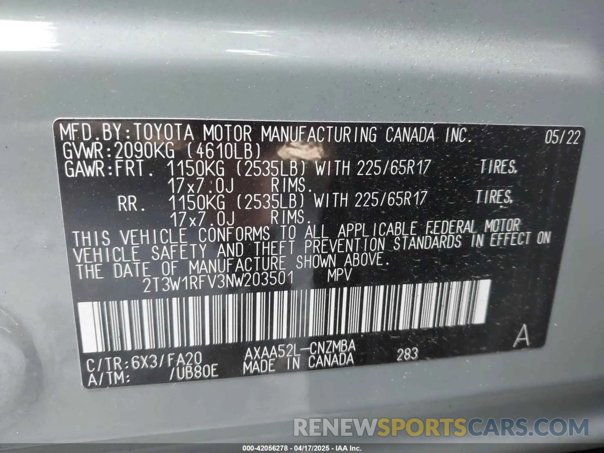 9 Фотография поврежденного автомобиля 2T3W1RFV3NW203501 TOYOTA RAV4 2022