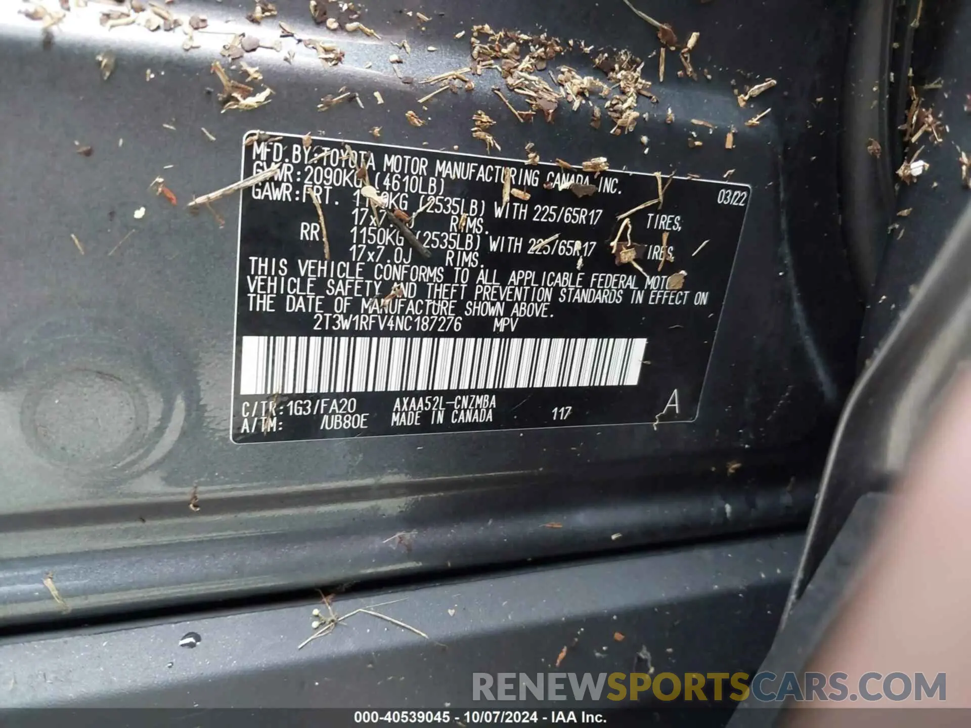 9 Фотография поврежденного автомобиля 2T3W1RFV4NC187276 TOYOTA RAV4 2022