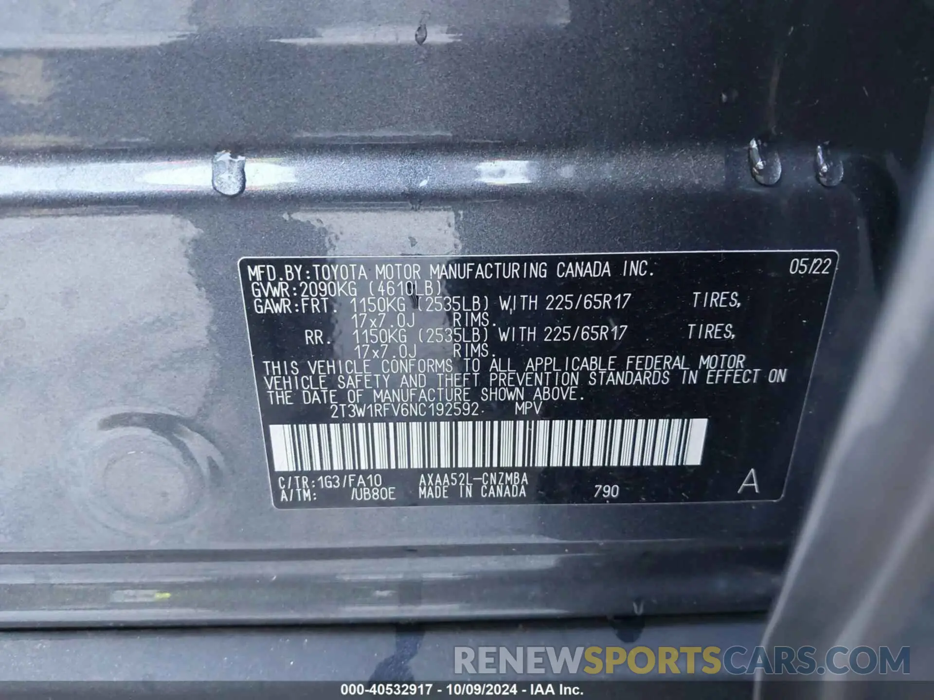 9 Фотография поврежденного автомобиля 2T3W1RFV6NC192592 TOYOTA RAV4 2022