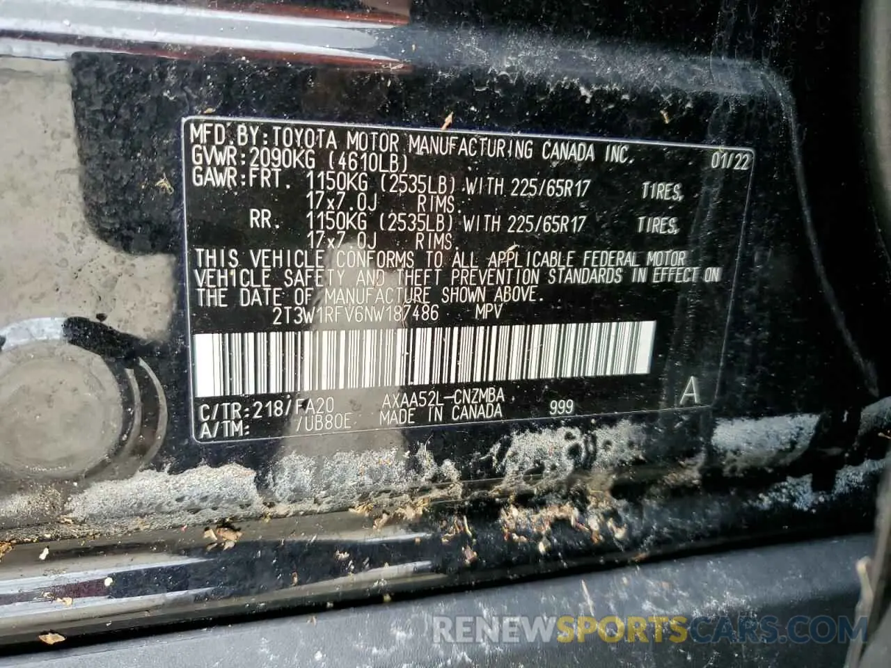 13 Фотография поврежденного автомобиля 2T3W1RFV6NW187486 TOYOTA RAV4 2022