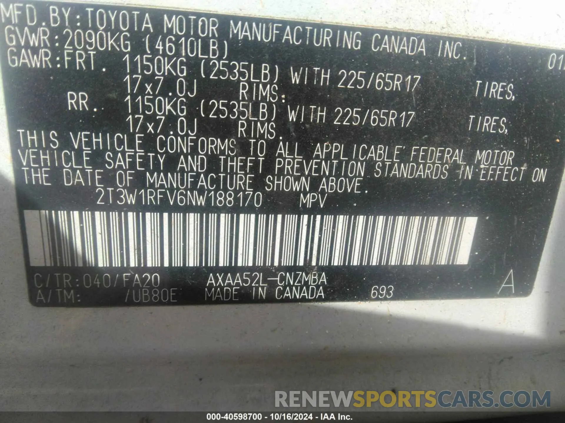 9 Фотография поврежденного автомобиля 2T3W1RFV6NW188170 TOYOTA RAV4 2022