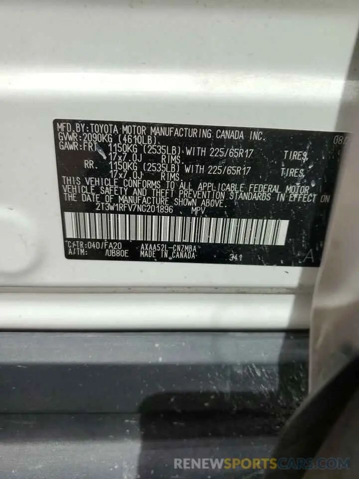 14 Photograph of a damaged car 2T3W1RFV7NC201896 TOYOTA RAV4 2022