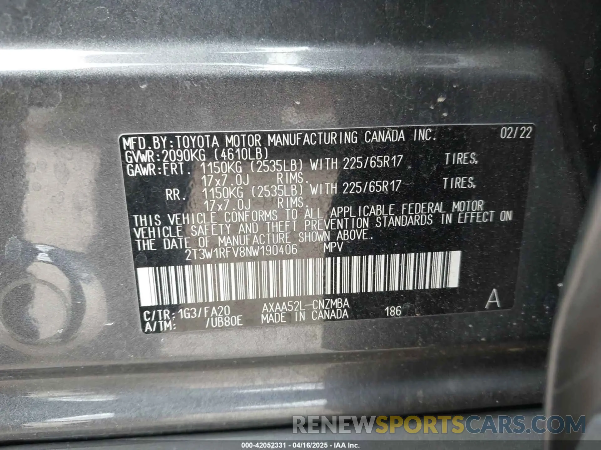 9 Photograph of a damaged car 2T3W1RFV8NW190406 TOYOTA RAV4 2022