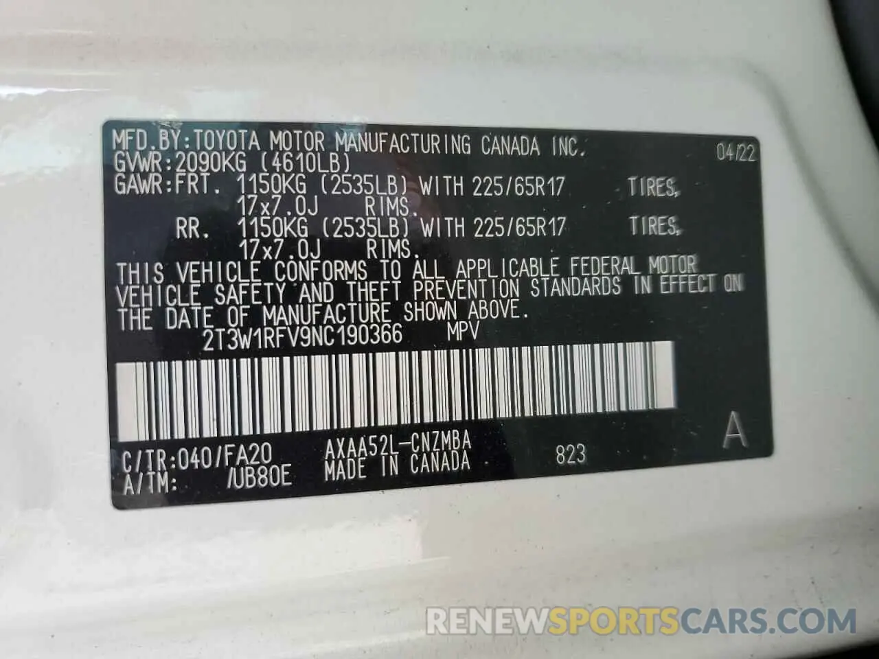 13 Фотография поврежденного автомобиля 2T3W1RFV9NC190366 TOYOTA RAV4 2022