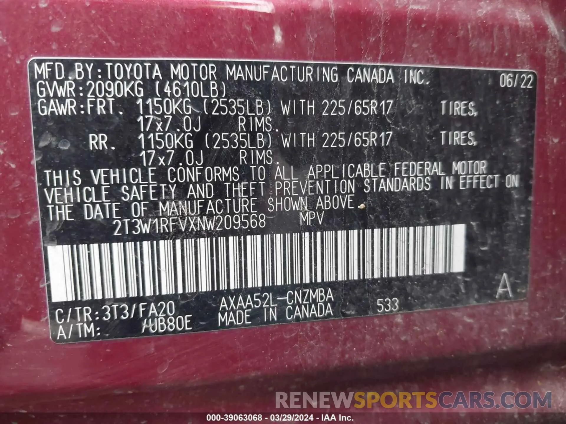 9 Фотография поврежденного автомобиля 2T3W1RFVXNW209568 TOYOTA RAV4 2022