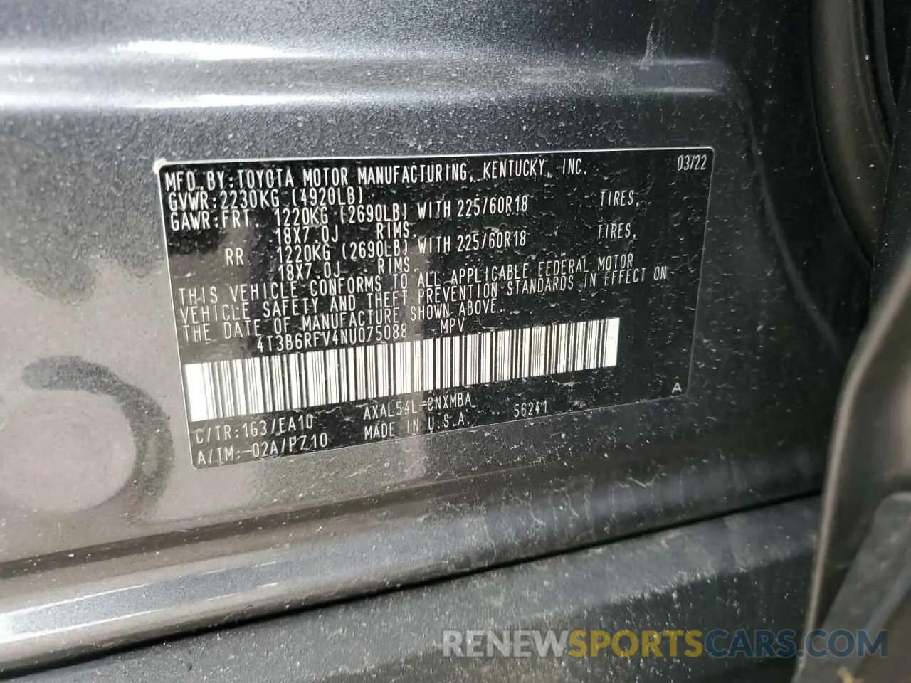 15 Photograph of a damaged car 4T3B6RFV4NU075088 TOYOTA RAV4 2022