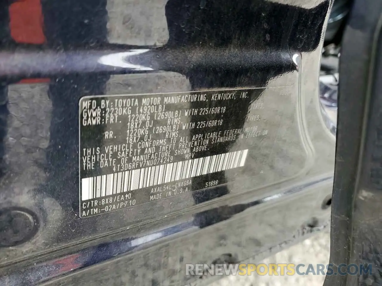 13 Фотография поврежденного автомобиля 4T3D6RFV7NU074249 TOYOTA RAV4 2022