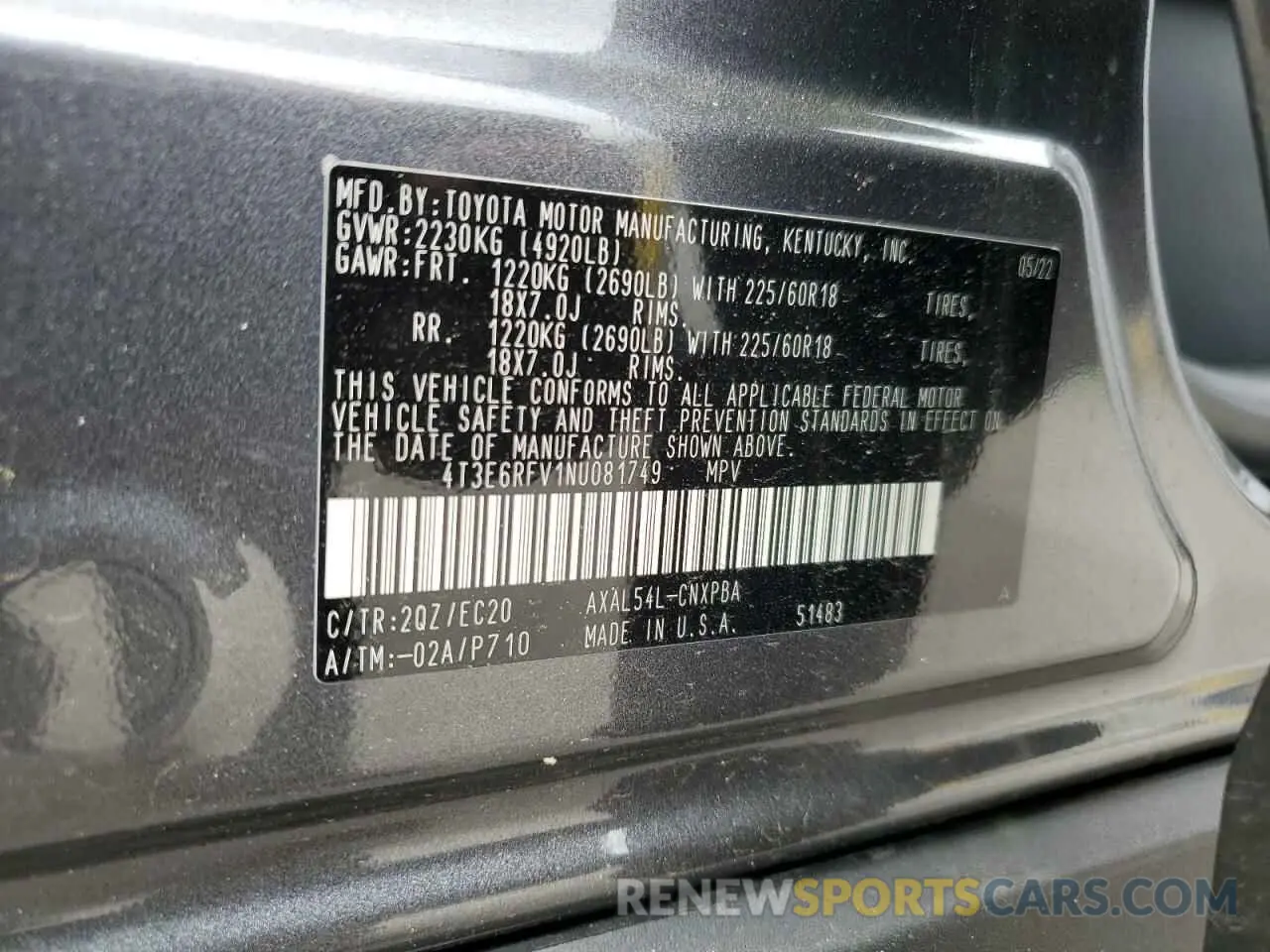 13 Фотография поврежденного автомобиля 4T3E6RFV1NU081749 TOYOTA RAV4 2022