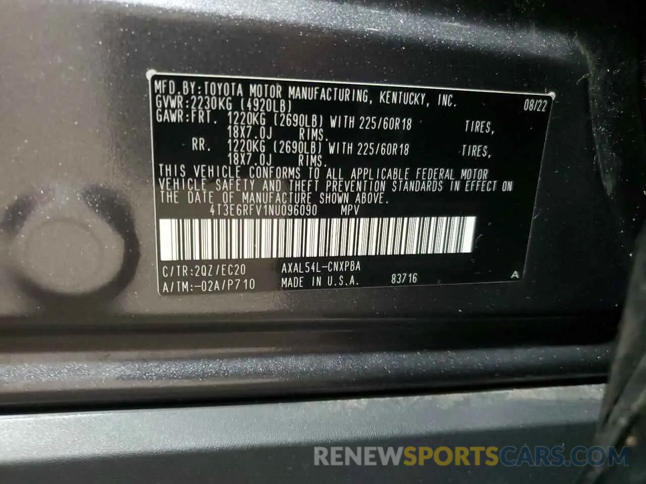 12 Фотография поврежденного автомобиля 4T3E6RFV1NU096090 TOYOTA RAV4 2022