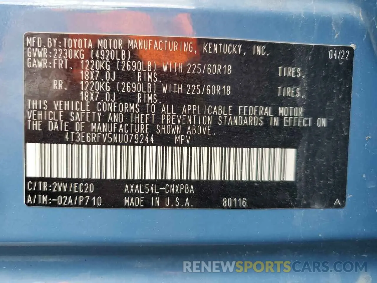 14 Фотография поврежденного автомобиля 4T3E6RFV5NU079244 TOYOTA RAV4 2022