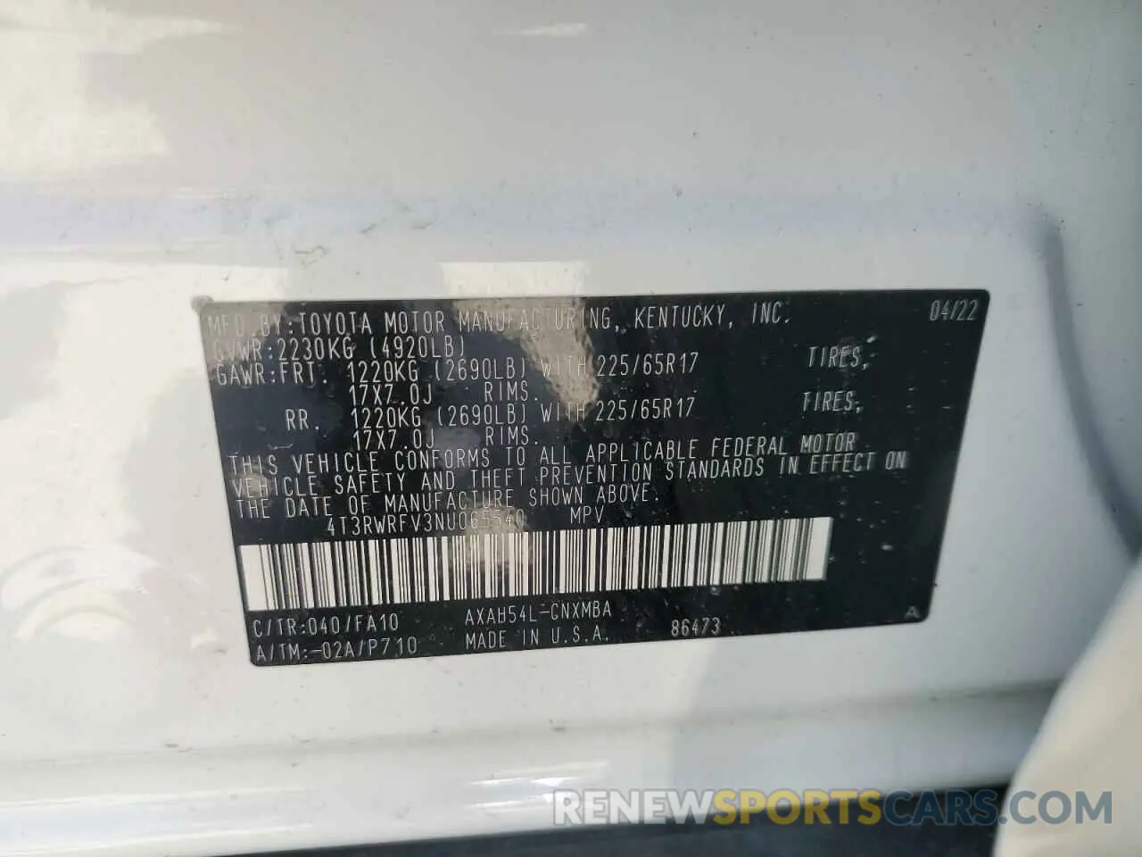 12 Фотография поврежденного автомобиля 4T3RWRFV3NU065540 TOYOTA RAV4 2022