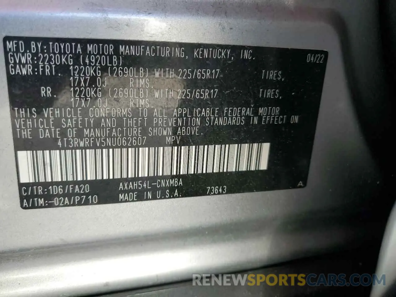 13 Фотография поврежденного автомобиля 4T3RWRFV5NU062607 TOYOTA RAV4 2022