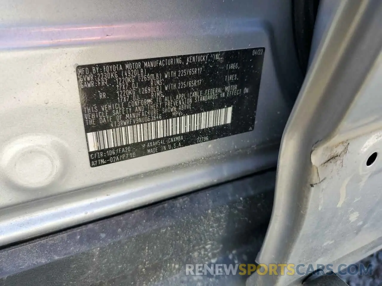 13 Photograph of a damaged car 4T3RWRFV9NU063646 TOYOTA RAV4 2022