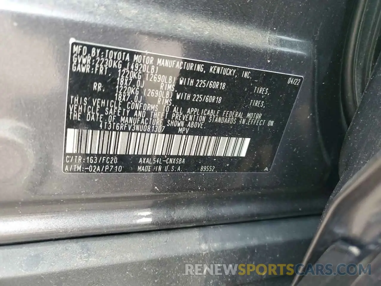 14 Photograph of a damaged car 4T3T6RFV3NU081307 TOYOTA RAV4 2022