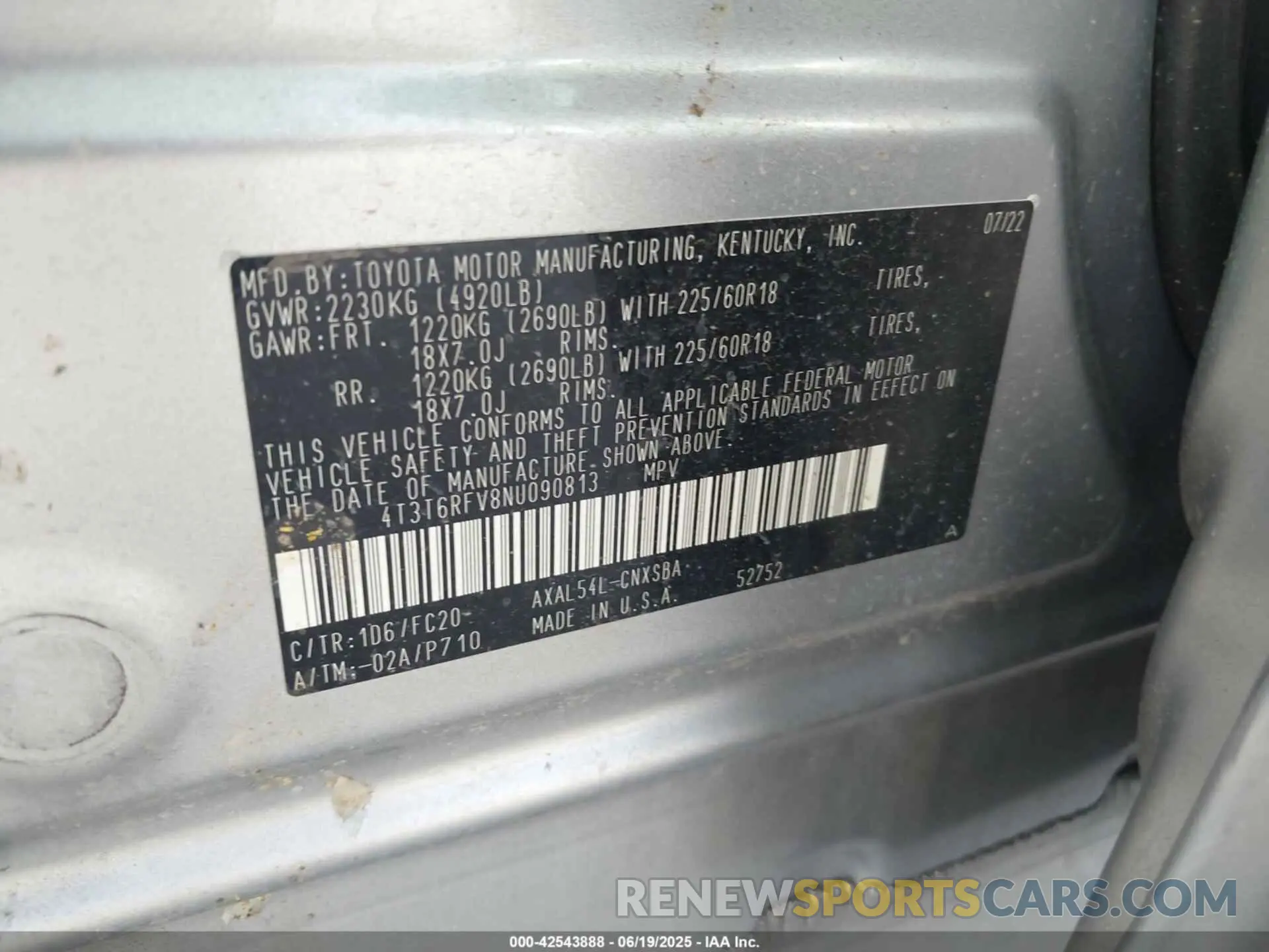 9 Фотография поврежденного автомобиля 4T3T6RFV8NU090813 TOYOTA RAV4 2022