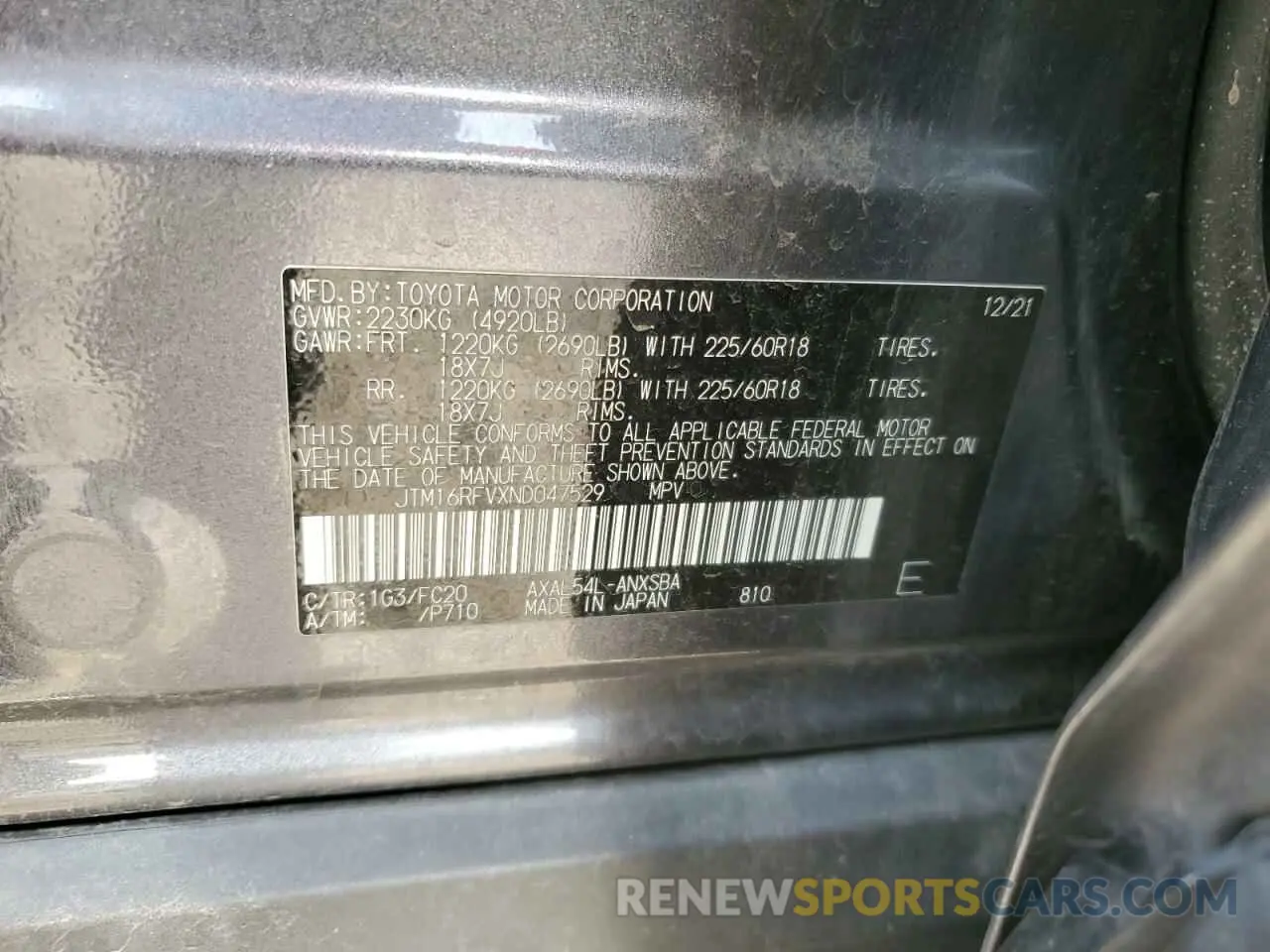 13 Photograph of a damaged car JTM16RFVXND047529 TOYOTA RAV4 2022